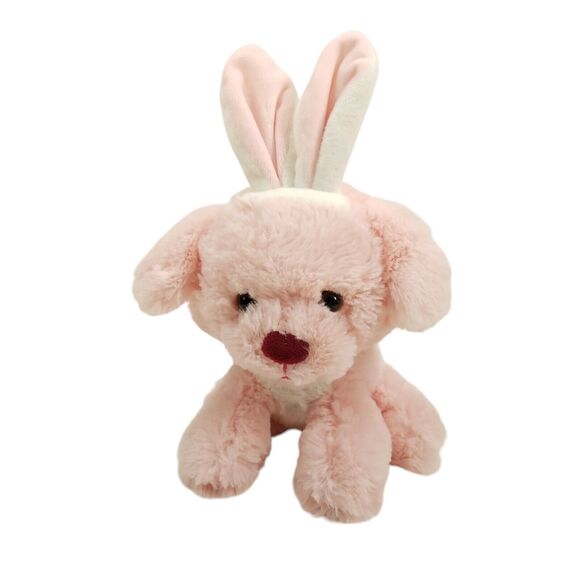 Animal Adventure Pink Dog Puppy Wearing Rabbit Ears Plush Stuffed Animal Toy - Picture 1 of 9